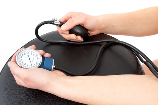 In a young woman,blet pressure is measured
