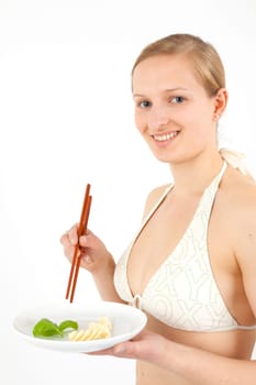 Young Fran eats extremely small food