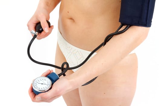 In a young woman,blet pressure is measured