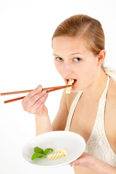 Young Fran eats extremely small food