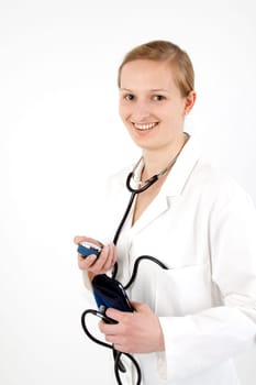 Young female doctor with stethoscope