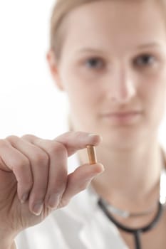 Female doctor or nurse with tablets