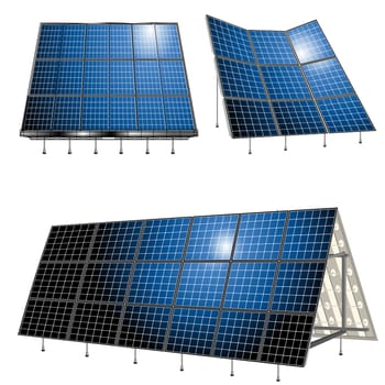 Alternative energy, solar panels over white background