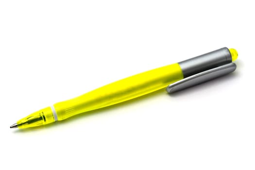 Colorful ball point pens isolated on white background