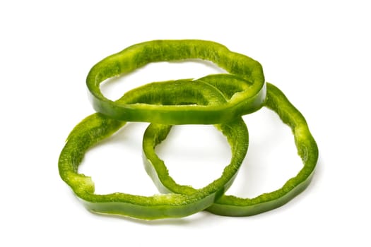 Green pepper closeup on white background
