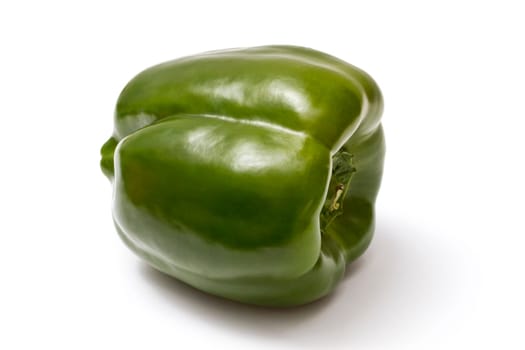 Green pepper closeup on white background