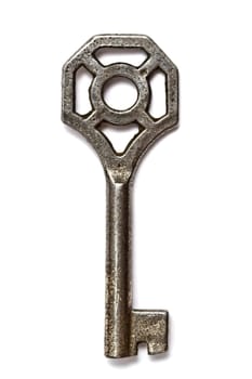 old keys closeup on white background.
