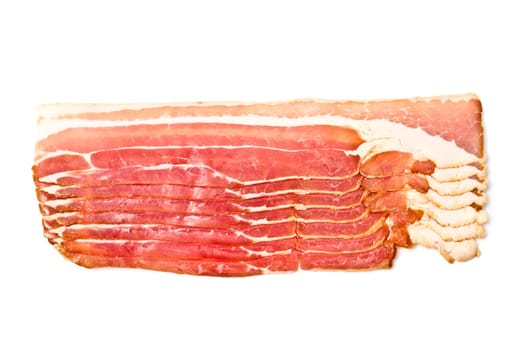 Fresh sliced bacon isolated on white background