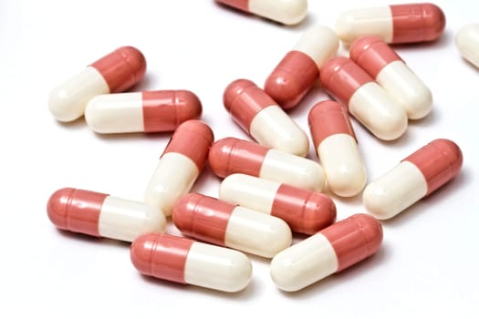 Capsules isolated on white background