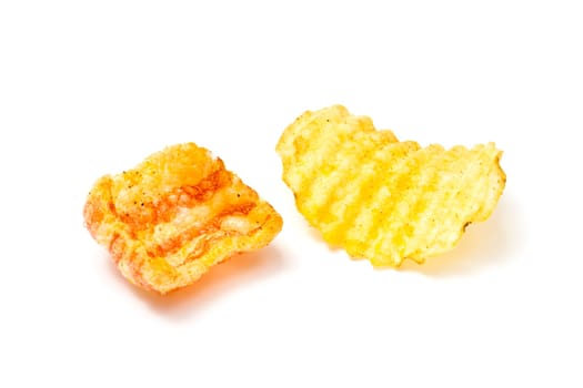 Delicious chips isolated on white background