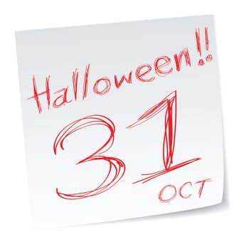 a halloween message with a date of calendar.