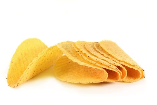 a couple of taco shells against a white background