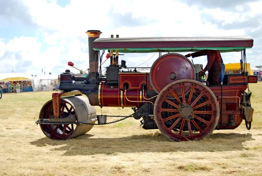 Steam Traction Engine under steam under a green sky