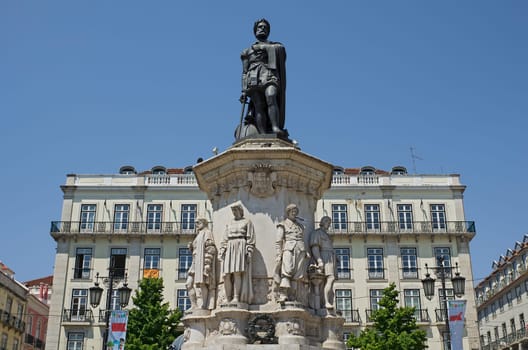 The square of Camoes in Lisbon in Portugal