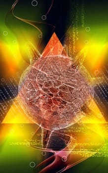 Digital illustration of herpes virus in colour background