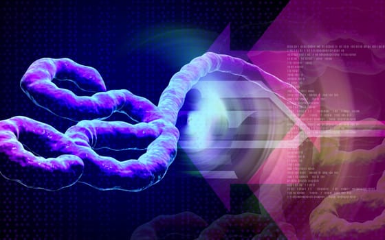 Digital illustration of Ebola virus in colour background