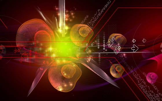 Digital illustration of Ovum cell in colour background