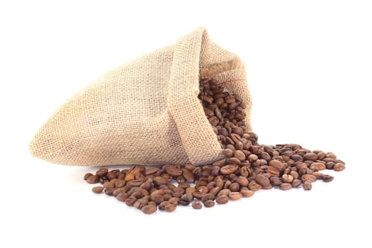 a jute sack filled with coffee beans
