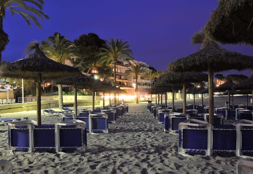 at night on the beach