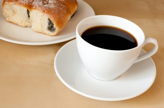 Espresso Coffee and Homemade Stuffed Cakes on the Table