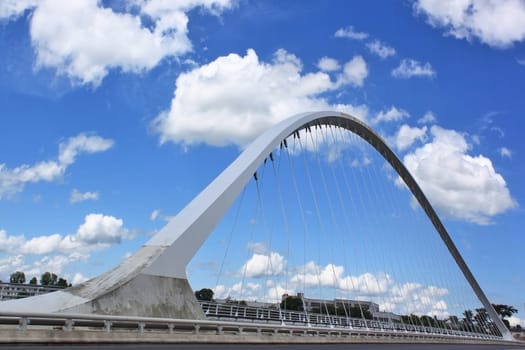 cable-stayed bridge for road on cloudy sky background