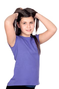 Adorable preteen girl isolated on white background