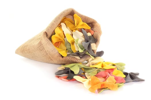 a jute sack filled with noodles
