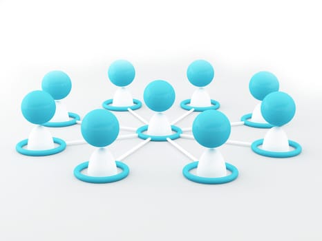 3d image of virtual men on network connection