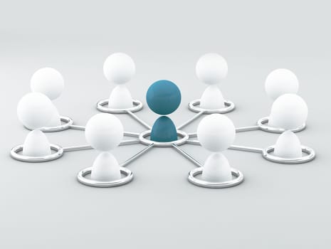 3d image of virtual men on network connection