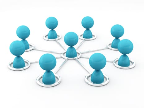 3d image of virtual men on network connection