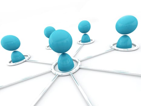 3d image of virtual men on network connection