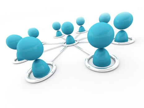 3d image of virtual men on network connection