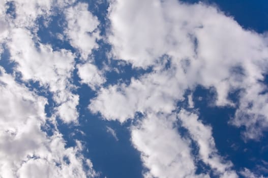 high blue sky with white clouds