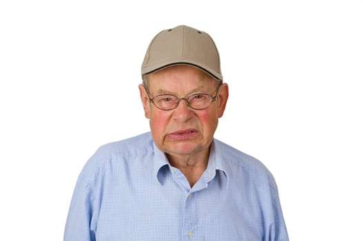 Senior with cap isolated on white background