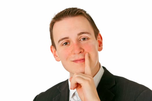 Calm man isolated on white background