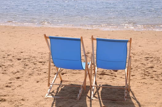 two deck chairs