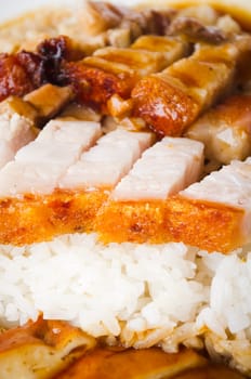 chinese style roasted pork with rice, popular in asian countries, picture taken in singapore.