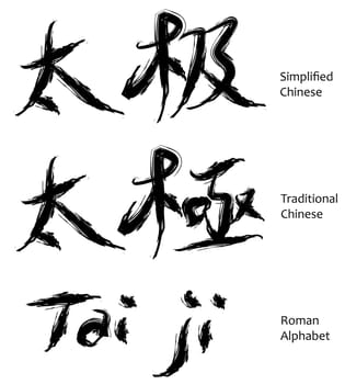 tai ji or taichi, chinese characters in calligraphy, it is a taoism philosophy term.