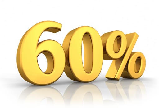 Gold sixty percent, isolated on white background. 60%
