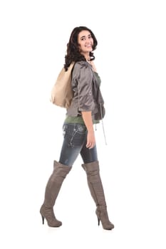 beautiful young teenage woman with shopping bag