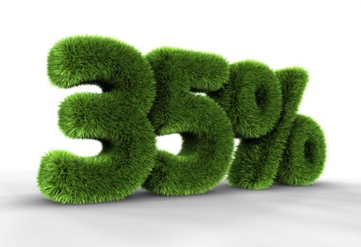 Grass thirty five percent, isolated on white background. 35%