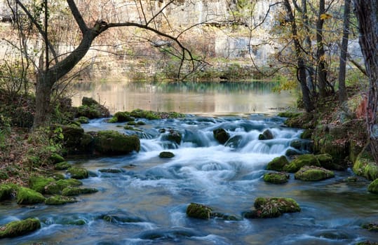 beautiful little stream in autumn in missouri