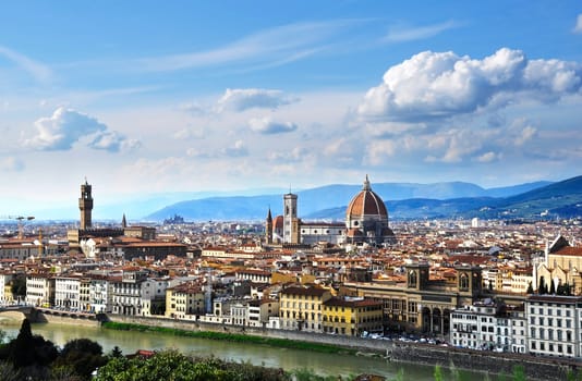 View from Florence and its famous Duomo