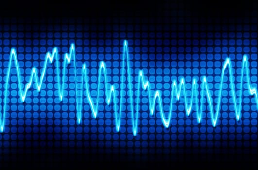 blue electronic sine sound or audio wave