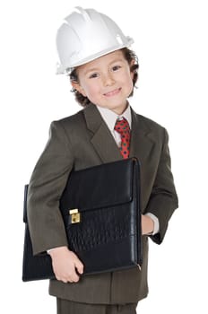 adorable future architect over a white background
