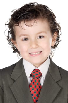 adorable future businessman a over white background