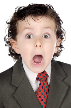 adorable future businessman a over white background