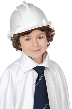 adorable future architect over a white background