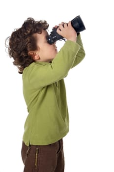 photo of an adorable boy watching after binoculars