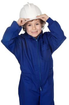 adorable future architect over a white background